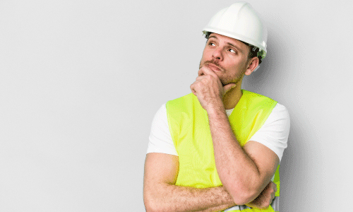 Construction worker thinking