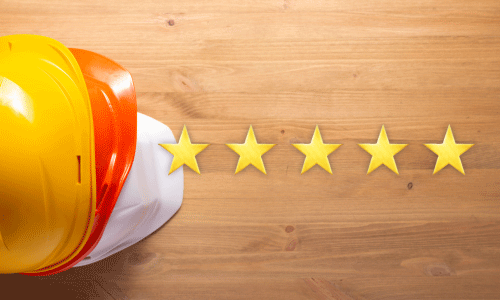 Hard hats with 5 review stars