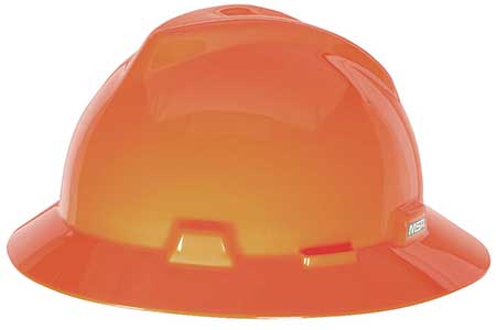 MSA V-Gard® Full Brim Hi-Viz Orange hard hat