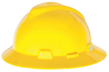 MSA V-Gard® Full Brim yellow hard hat