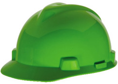 MSA V-Gard Standard Hi-Viz Lime Green Hard Hat | Customhardhats.com