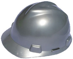 MSA V-Gard standard silver hard hat